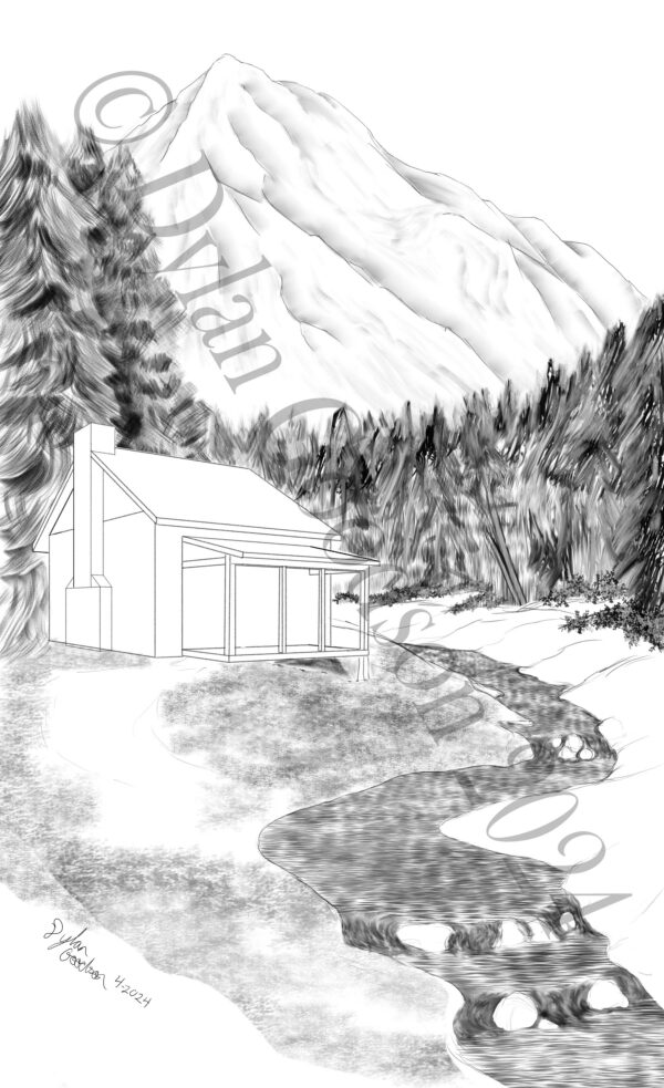 Mountain Cabin Relief scene Roughout - Image 2