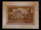 pictorial relief scene of a barn