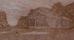 close up of dylan goodson's carving of Monty's cabin