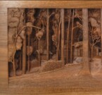 Close up of the left side of Dylan Goodson's Homestead carving