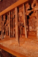 Close up of the right side of Dylan Goodson's Homestead carving