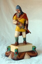 Dylan's woodcarving of a viking warrior