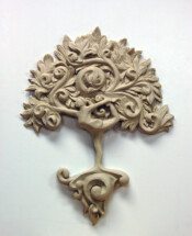 From the drawing Dylan then sculpted this clay model to farther refine the concept and details. Clay model of Dylan Goodson's Yoga Tree of life woodcarving