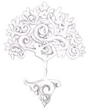 This is the concept drawing that Dylan made from the illustration . Concept drawing for Dylan Goodson's Yoga Tree of Life wood carving