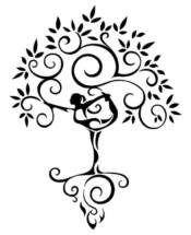The client provided this illustration for Dylan to use as inspiration. yoga tree of life clip art illustration
